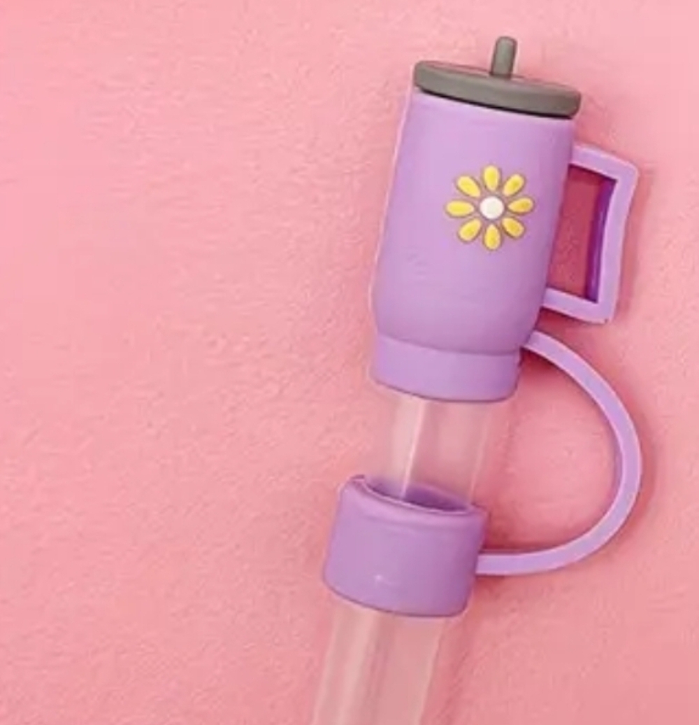 NEW!Silicone Straw Cover Topper For Tumblers, Stanley Cups Straw Caps Purple 1pc